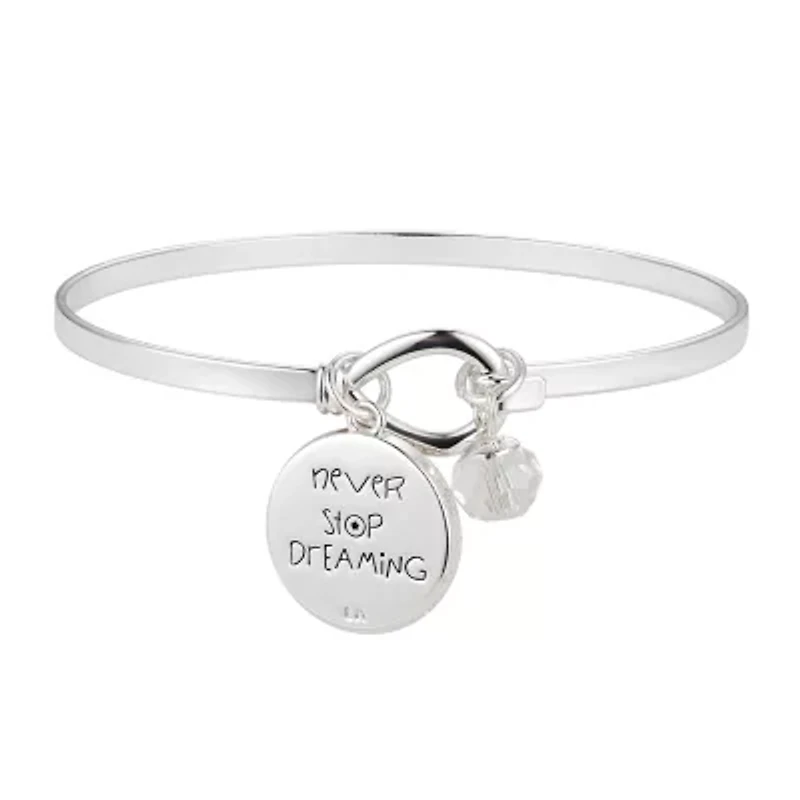 Disney Classics Womens Crystal Cable Stainless Steel Mickey Mouse Bangle Bracelet