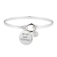 Disney Classics Womens Crystal Cable Stainless Steel Mickey Mouse Bangle Bracelet