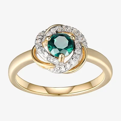 Womens Lab Created Green Quartz 18K Gold Over Silver Knot Cocktail Ring