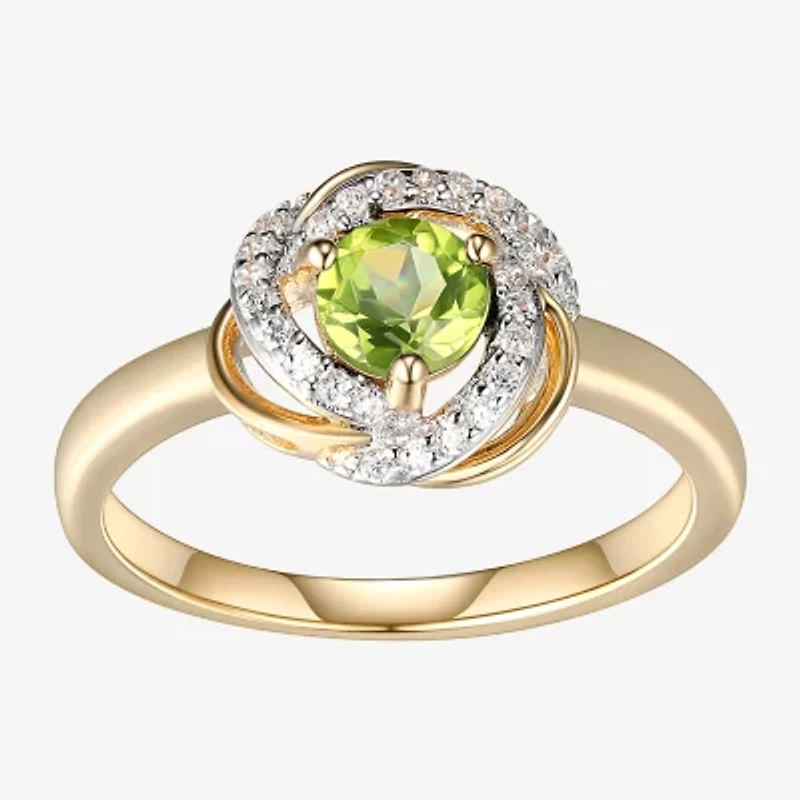 Womens Genuine Green Peridot 18K Gold Over Silver Knot Cocktail Ring