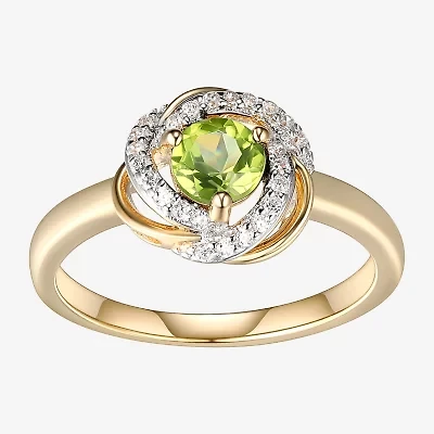 Womens Genuine Green Peridot 18K Gold Over Silver Knot Cocktail Ring