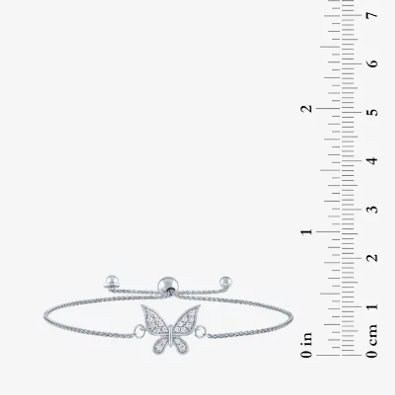 Womens 1/10 CT. T.W. Natural White Diamond Sterling Silver Butterfly Bolo Bracelet