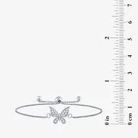 Womens 1/10 CT. T.W. Natural White Diamond Sterling Silver Butterfly Bolo Bracelet