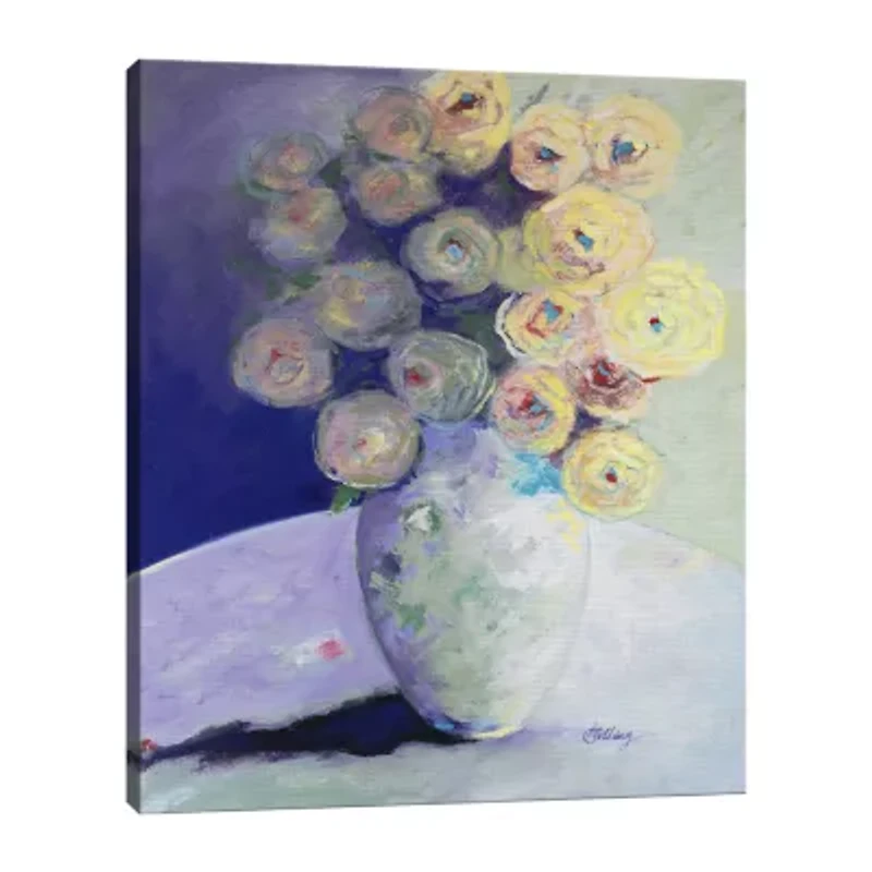 Lumaprints Green Vase With Yellow Canvas Art