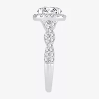 (H-I / SI1-SI2) Signature By Modern Bride Womens 2 CT. T.W. Lab Grown White Diamond 14K Gold Cushion Side Stone Halo Engagement Ring