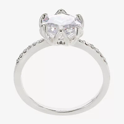 Sparkle Allure Womens Cubic Zirconia Pure Silver Over Brass Flower Cocktail Ring