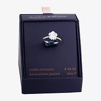 Sparkle Allure Womens Cubic Zirconia Pure Silver Over Brass Flower Cocktail Ring