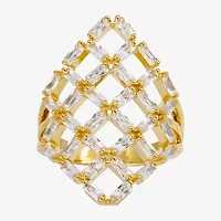 Sparkle Allure Womens Cubic Zirconia 14K Gold Over Brass Cocktail Ring