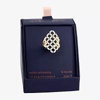 Sparkle Allure Womens Cubic Zirconia 14K Gold Over Brass Cocktail Ring