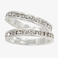 Sparkle Allure Womens Crystal Pure Silver Over Brass Anniversary Ring Set