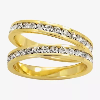 Sparkle Allure Womens Crystal 14K Gold Over Brass Anniversary Ring Set