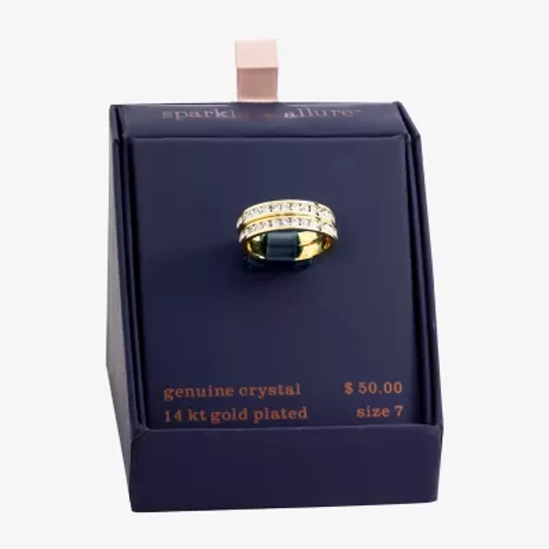 Sparkle Allure Womens Crystal 14K Gold Over Brass Anniversary Ring Set