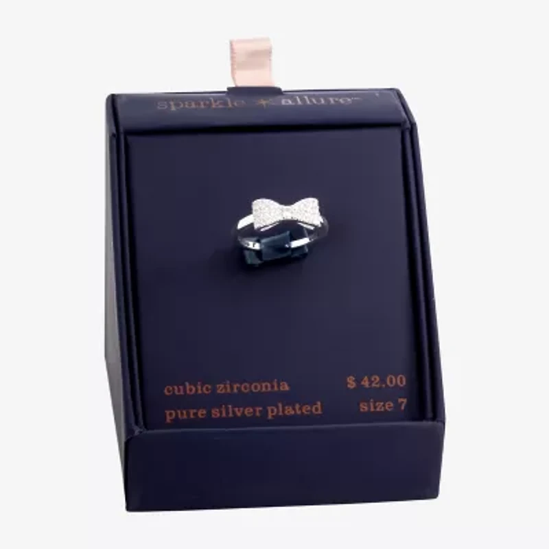 Sparkle Allure Womens 3MM Cubic Zirconia Pure Silver Over Brass Band