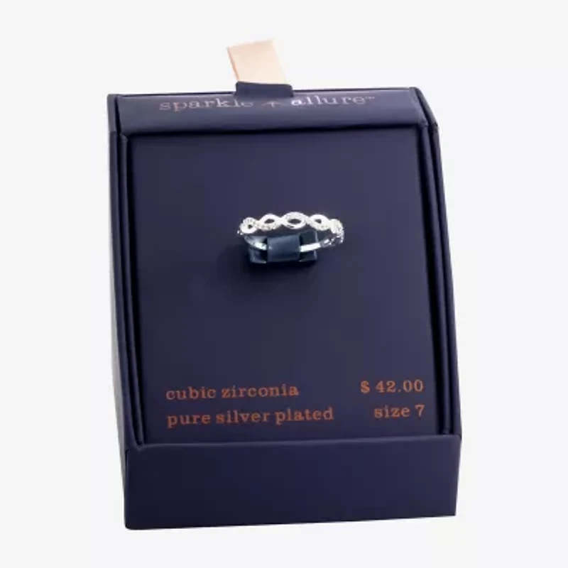 Sparkle Allure Womens 3.5MM Cubic Zirconia Pure Silver Over Brass Band
