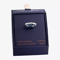 Sparkle Allure Womens 3.5MM Cubic Zirconia Pure Silver Over Brass Band