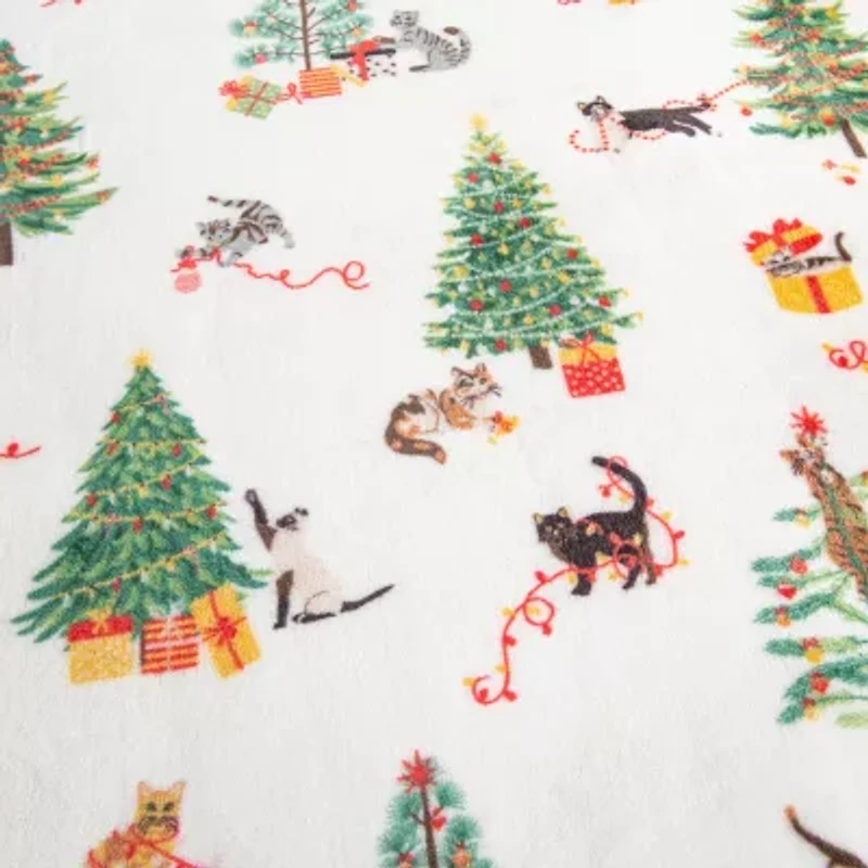 Linery Velvet Plush Fleece Holiday Printed Blanket