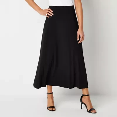 Black Label by Evan-Picone Knit Womens Mid Rise Maxi Skirt