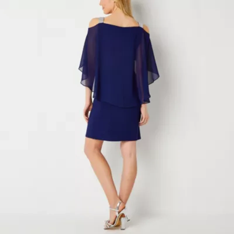 MSK Womens Embellished Short Sleeve Sheath Dress