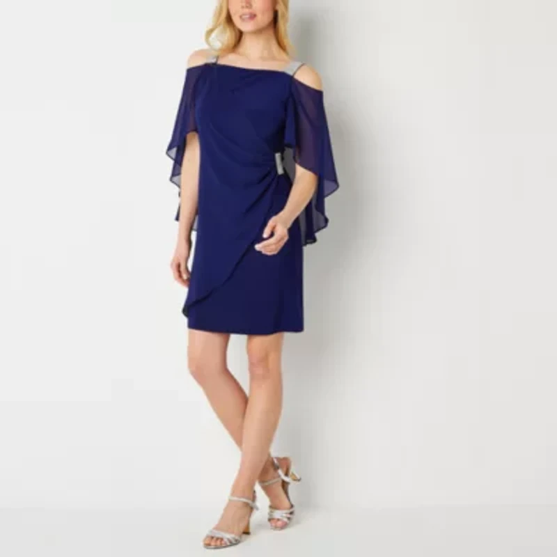MSK Womens Embellished Short Sleeve Sheath Dress