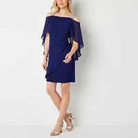MSK Womens Embellished Short Sleeve Sheath Dress