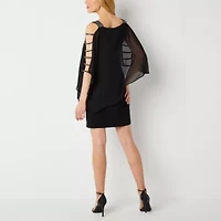 MSK Womens Embellished Short Sleeve Sheath Dress