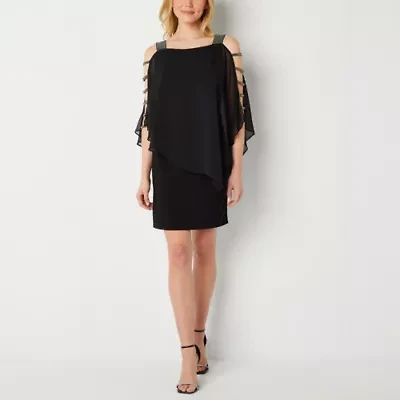 MSK Womens Embellished Short Sleeve Sheath Dress