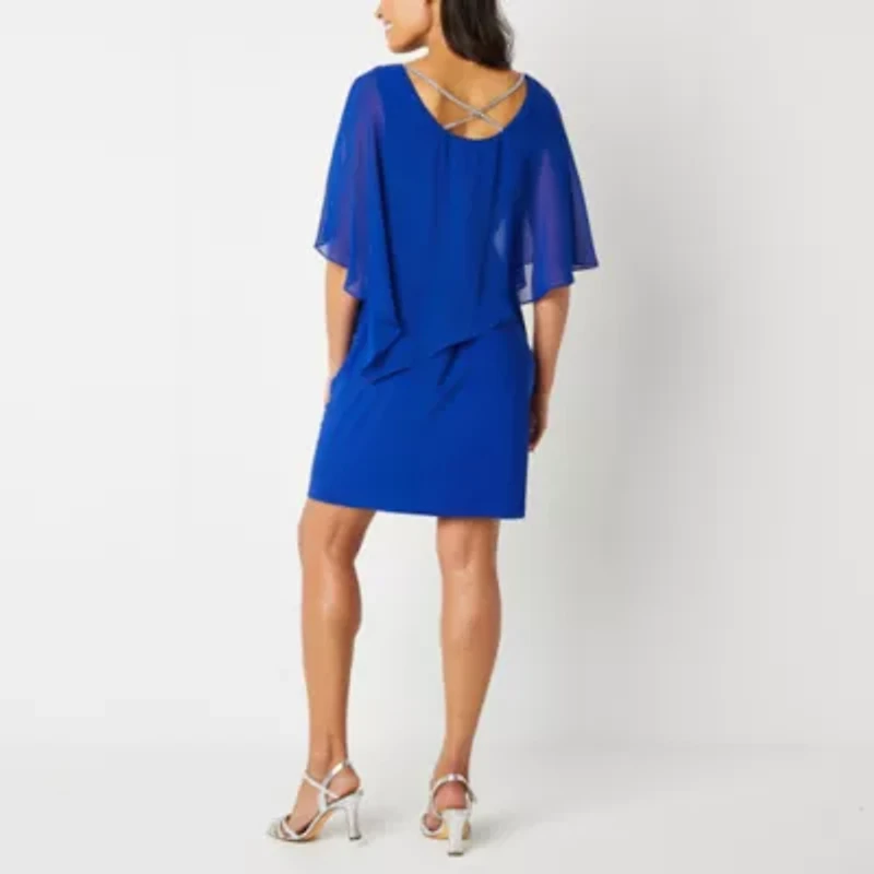 MSK Womens Embellished Short Sleeve Sheath Dress