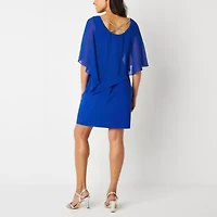 MSK Womens Embellished Short Sleeve Sheath Dress