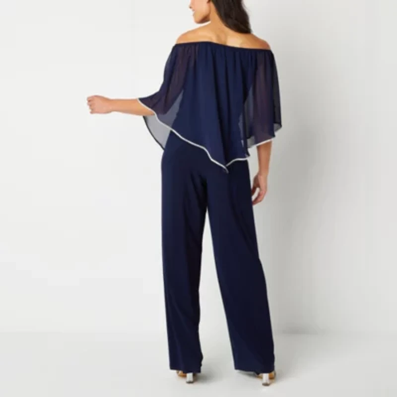MSK Womens Straight Neck Short Sleeve Jumpsuit