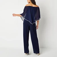 MSK Womens Straight Neck Short Sleeve Jumpsuit