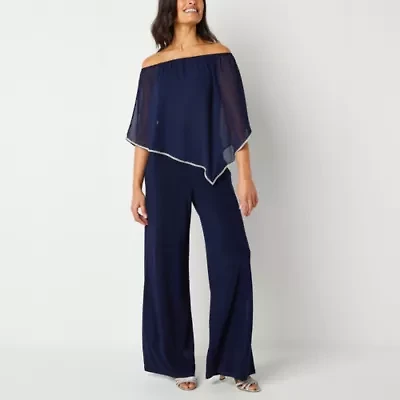MSK Womens Straight Neck Short Sleeve Jumpsuit
