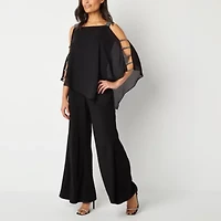MSK Womens Straight Neck Short Sleeve Jumpsuit