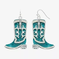 Bijoux Bar Silver Tone Boot Womens Blue Glass Drop Earrings