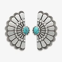 Bijoux Bar Silver Tone Blue Glass 22.5mm Stud Earrings