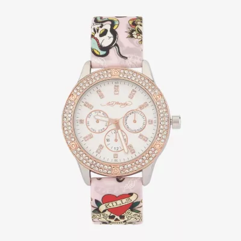 Ed Hardy Womens Pink Strap Watch 14981s-42-B01