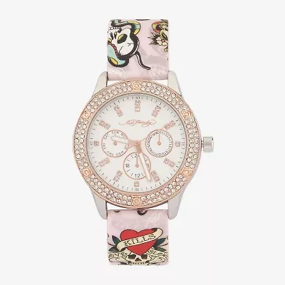 Ed Hardy Womens Pink Strap Watch 14981s-42-B01