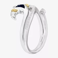 Enchanted Disney Fine Jewelry Womens 1/10 CT. T.W. Genuine Blue Sapphire 14K Gold Over Silver Moana Cocktail Ring