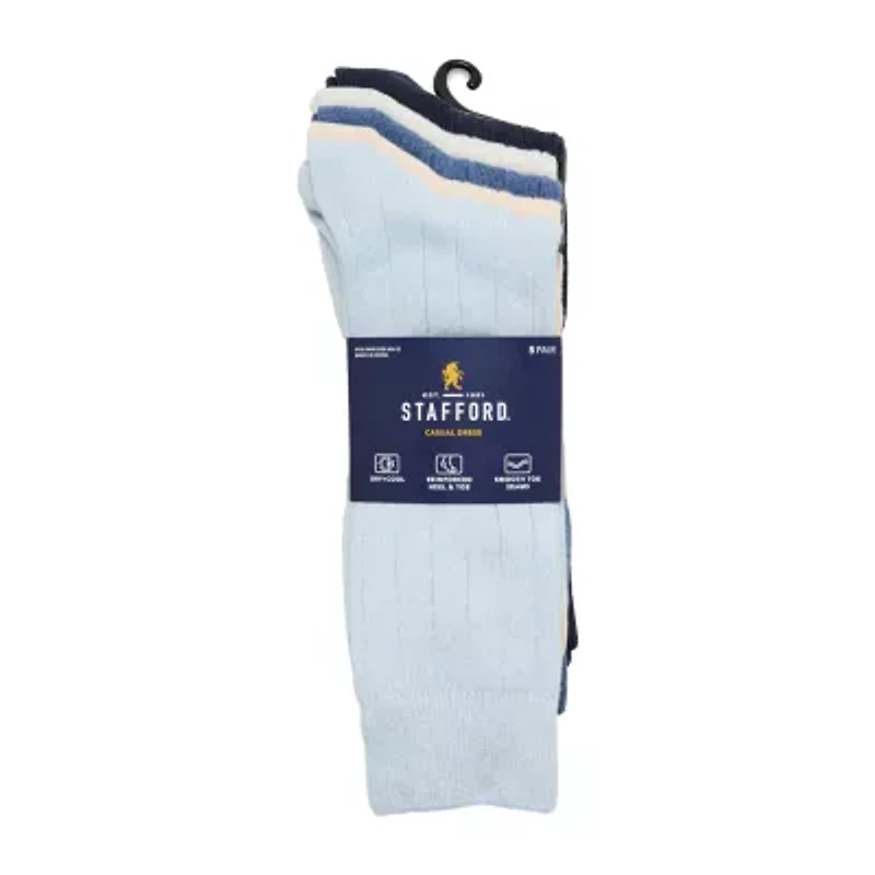 Stafford Casual Dress Cotton Mens 5 Pair Crew Socks