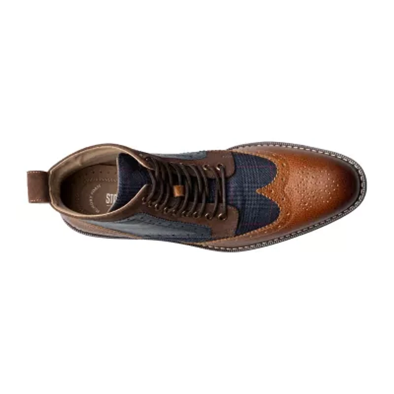 Stacy Adams Mens Finnegan Flat Heel Lace Up Boots