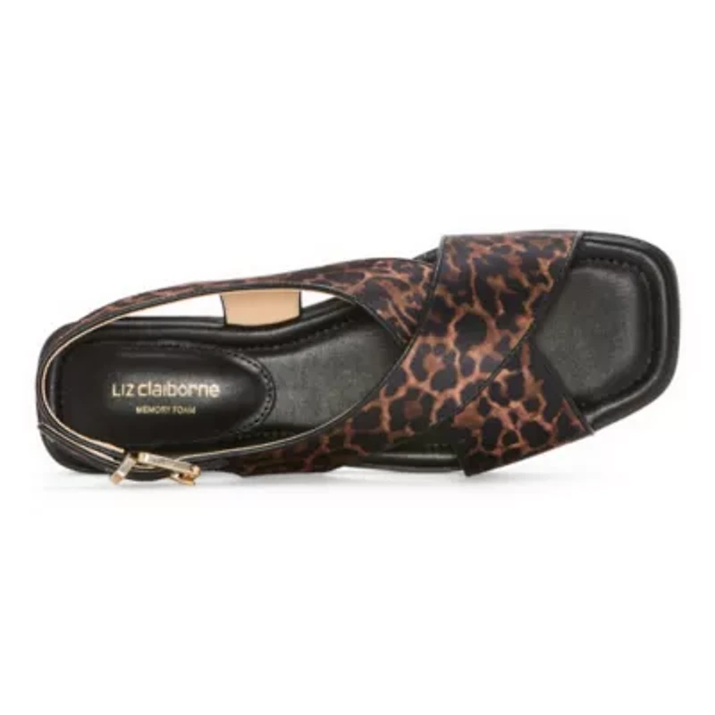 Liz Claiborne Womens Harmony Criss Cross Strap Flat Sandals