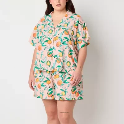 Sleep Chic Womens Short Sleeve 2-pc. Plus Pajama Sets