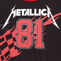 New World Metallica Cropped Mesh Jersey Womens Crew Neck Short Sleeve Loose Fit Juniors Graphic T-Shirt