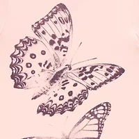 New World Floral Butterly Semi Fit Tee Womens Crew Neck Short Sleeve Loose Juniors Graphic T-Shirt