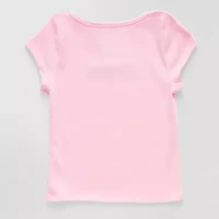 CLEVER & KIND Big Kid Girls Crew Neck Short Sleeve Embroidered T-Shirt