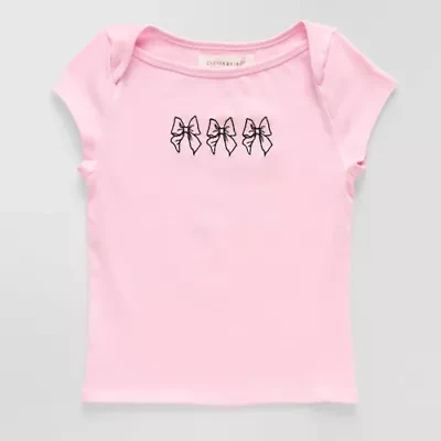 CLEVER & KIND Big Kid Girls Crew Neck Short Sleeve Embroidered T-Shirt