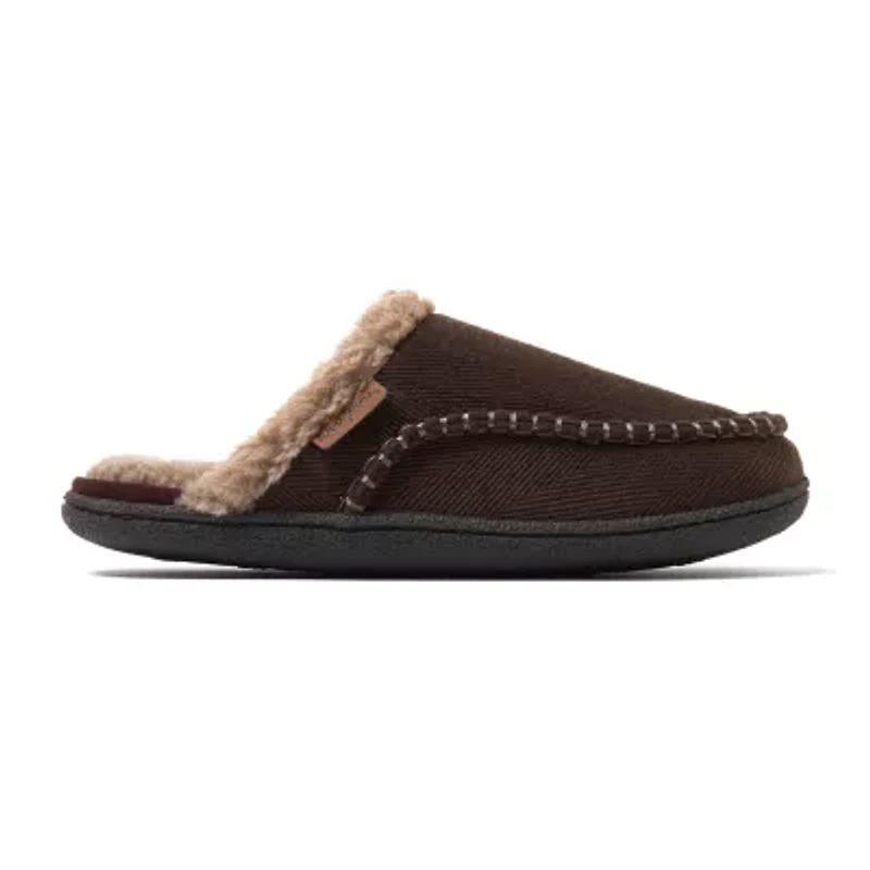 Dearfoams Mens Memory Foam Slip-On Slippers