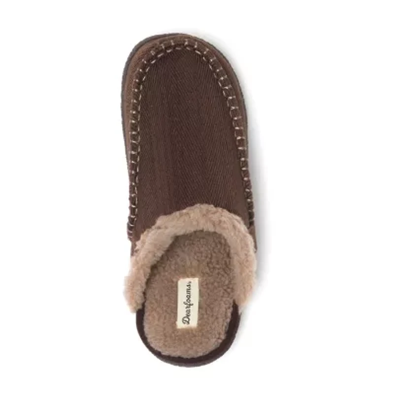 Dearfoams Mens Memory Foam Slip-On Slippers