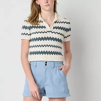 Arizona Juniors Womens Short Sleeve Pullover Sweater