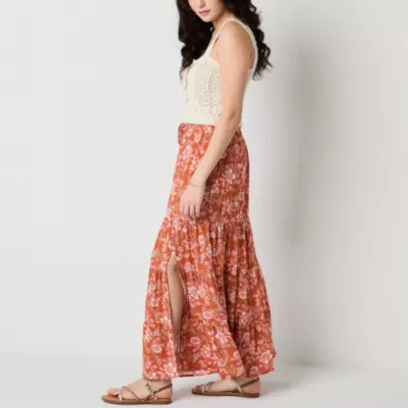 Arizona Womens Juniors Mid Rise Maxi Skirt