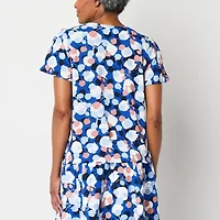 Liz Claiborne Womens V Neck Short Sleeve Blouse